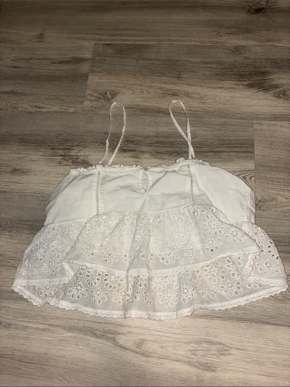 American Eagle Outfitters White Eyelet Ruffle Camisole